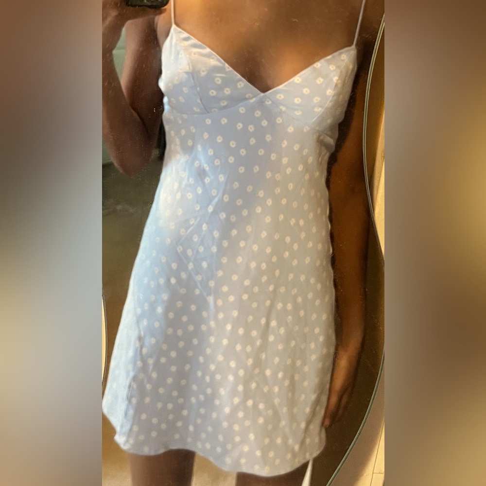 Light Blue Sunflower Dot Slip Dress